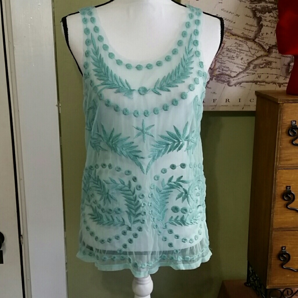 Turquoise sheer Lauren Conrad top